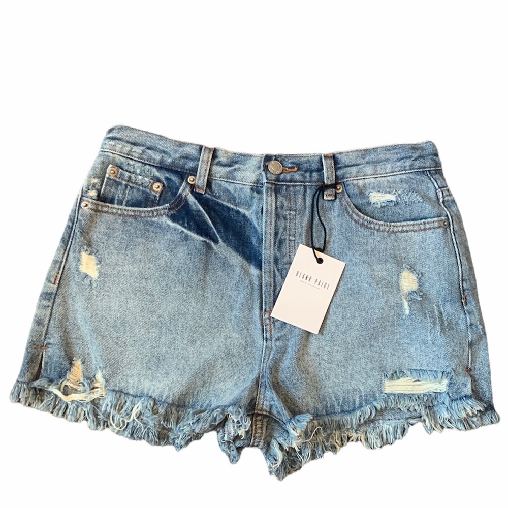 Blank Paige Distressed Destroyed High Waist Festival Jean Denim Shorts Sz Large